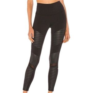 ALO Yoga High Waisted Moto Mesh Textured Panel Leggings Small
